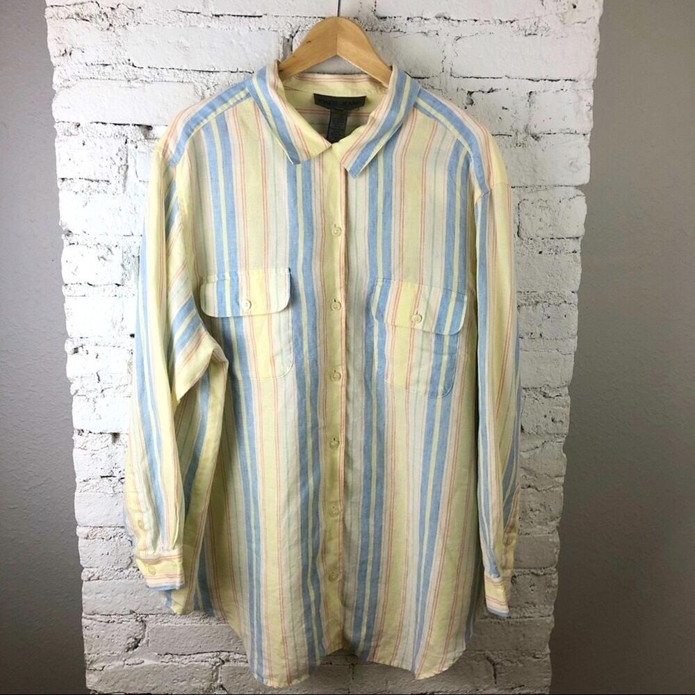 Vintage 90's Jones Jeans 100% Linen Pastel Button Up